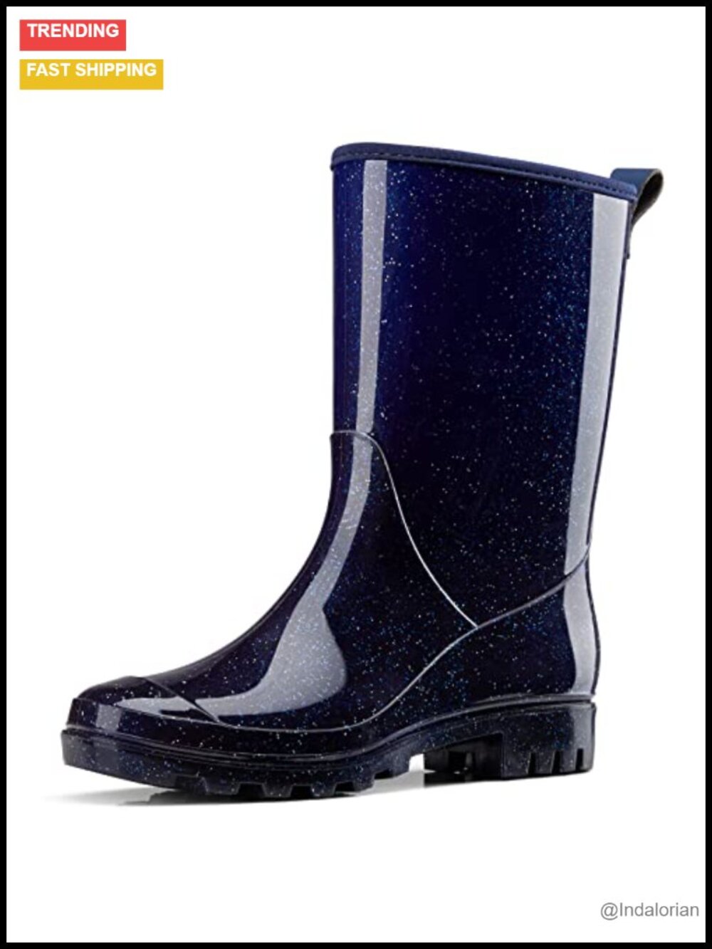 Mid Calf Rain Boots, Waterproof PVC Garden Shoes with Wide Toe Box